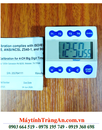 TRACEABLE 5004_Đồng hồ đếm lùi - đếm tiến 04 kênh 5004 Traceable® Four-Channel Alarm Timer_Đã được hiệu chuẩn tại Mỹ